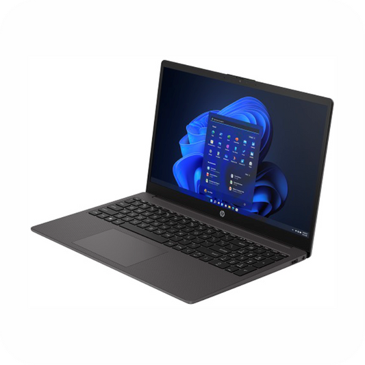 vista lateral de laptop hp negra