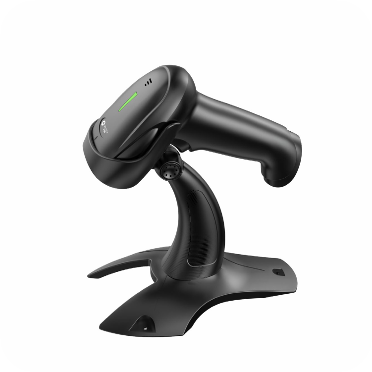 lector de codigo de barras con base ergonomica y luz LED 