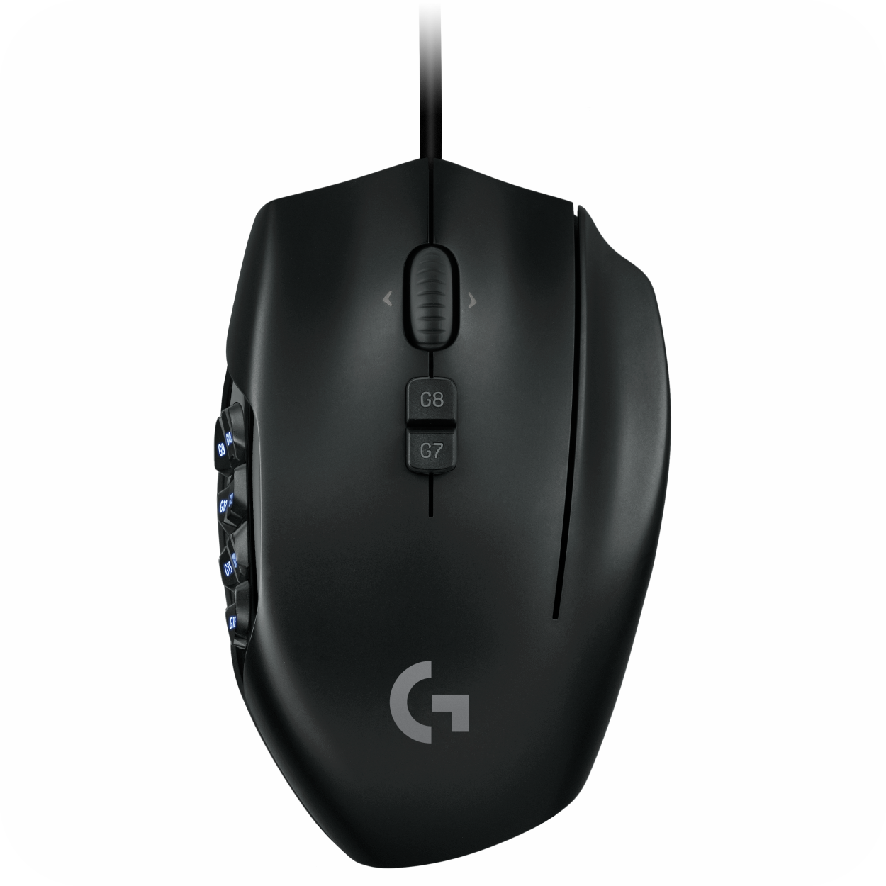 mouse ergonómico Logitech G600 con múltiples botones personalizables, ideal para gaming MMO y automatización de tareas