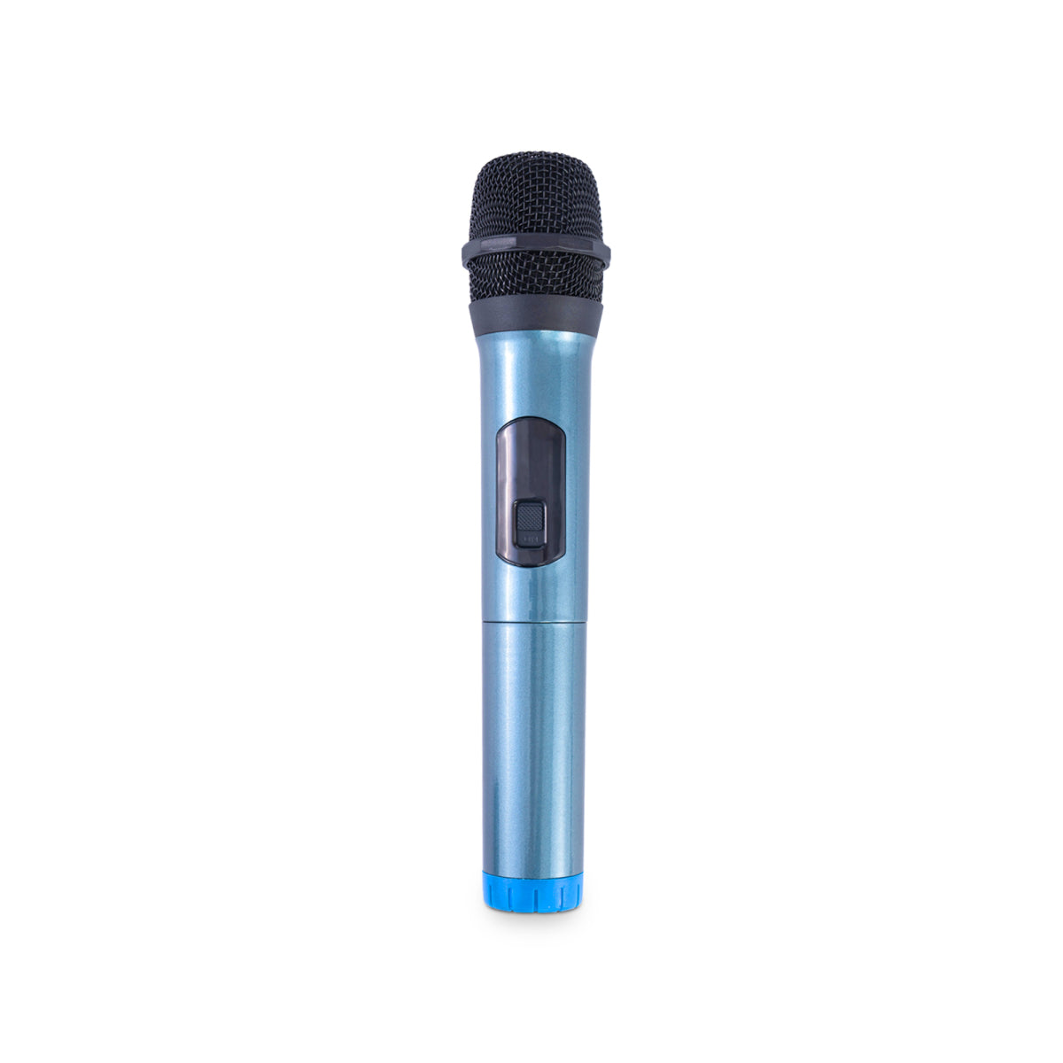 microfono karaoke azul con detalles negros