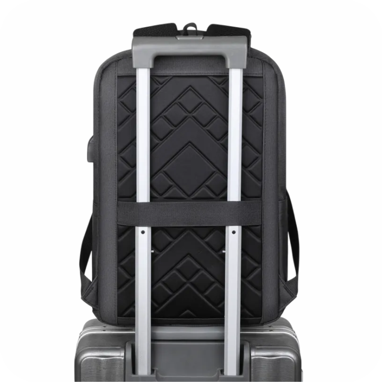 morral negro con cinta para maleta de viaje 