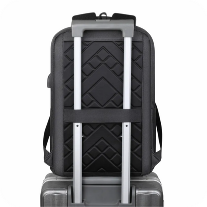 morral negro con cinta para maleta de viaje 