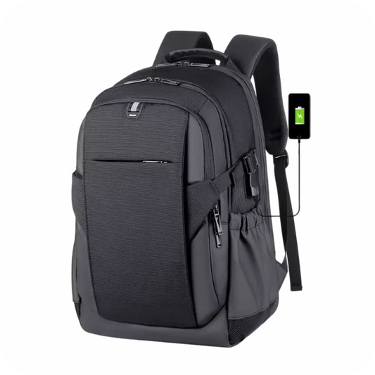 morral negro con puerto de carga usb