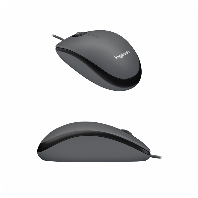 mouse con cable Logitech USB de diseño ambidiestro