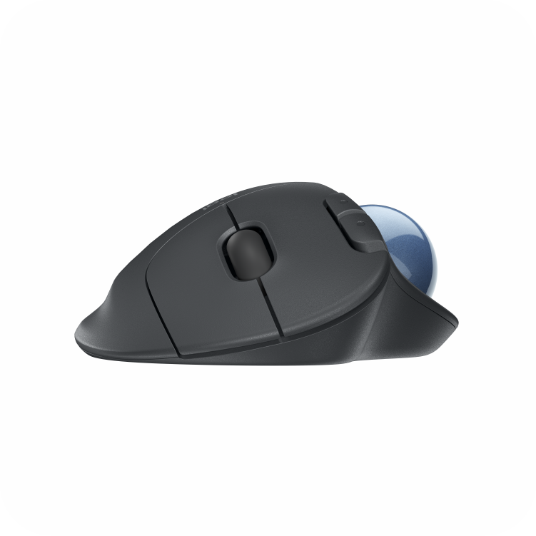 vista lateral del mouse ergonómico  con control de trackball para navegación precisa y sin mover la muñeca