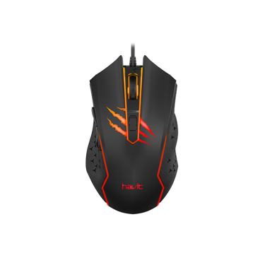 mouse havit gamenote con luz rgb roja 