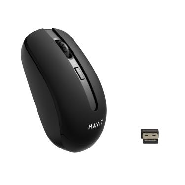 mouse inalambrio Havit color negro y receptor usb incluido