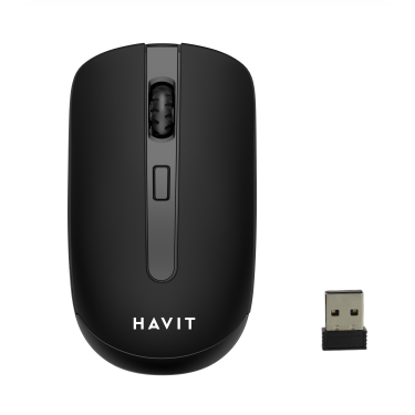 mouse inalambrico havit negro con diseño ergonomico y receptor usb incluido