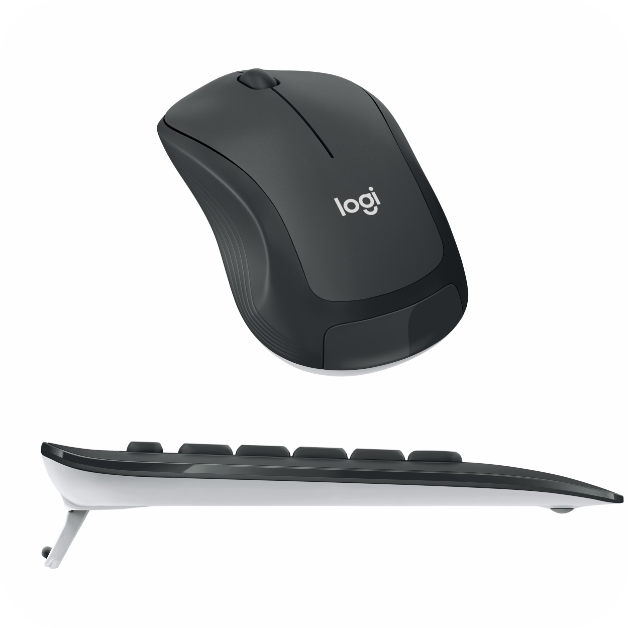 mouse inalambrico logitech  junto a un teclado de perfil bajo
