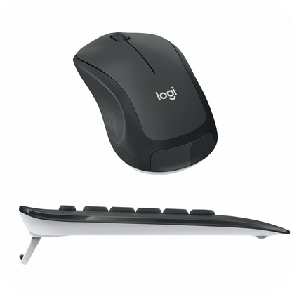 mouse inalambrico logitech  junto a un teclado de perfil bajo