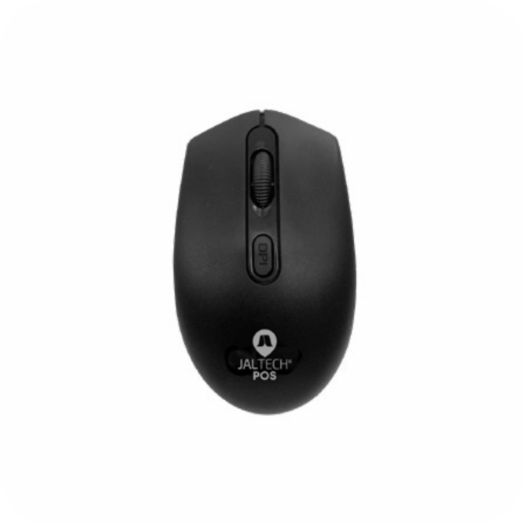 vista superior de mouse Jaltech POS negro con boton DPI ajustabke