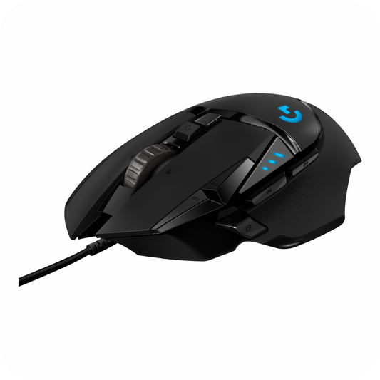 mouse Logitech gaming con diseño ergonómico y luces RGB