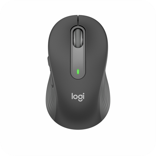 mouse Logitech con rueda de desplazamiento y luz verde