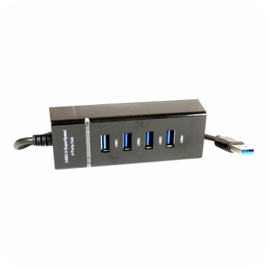 multipuerto de 4 puertos negro con cable usb enrrolado 