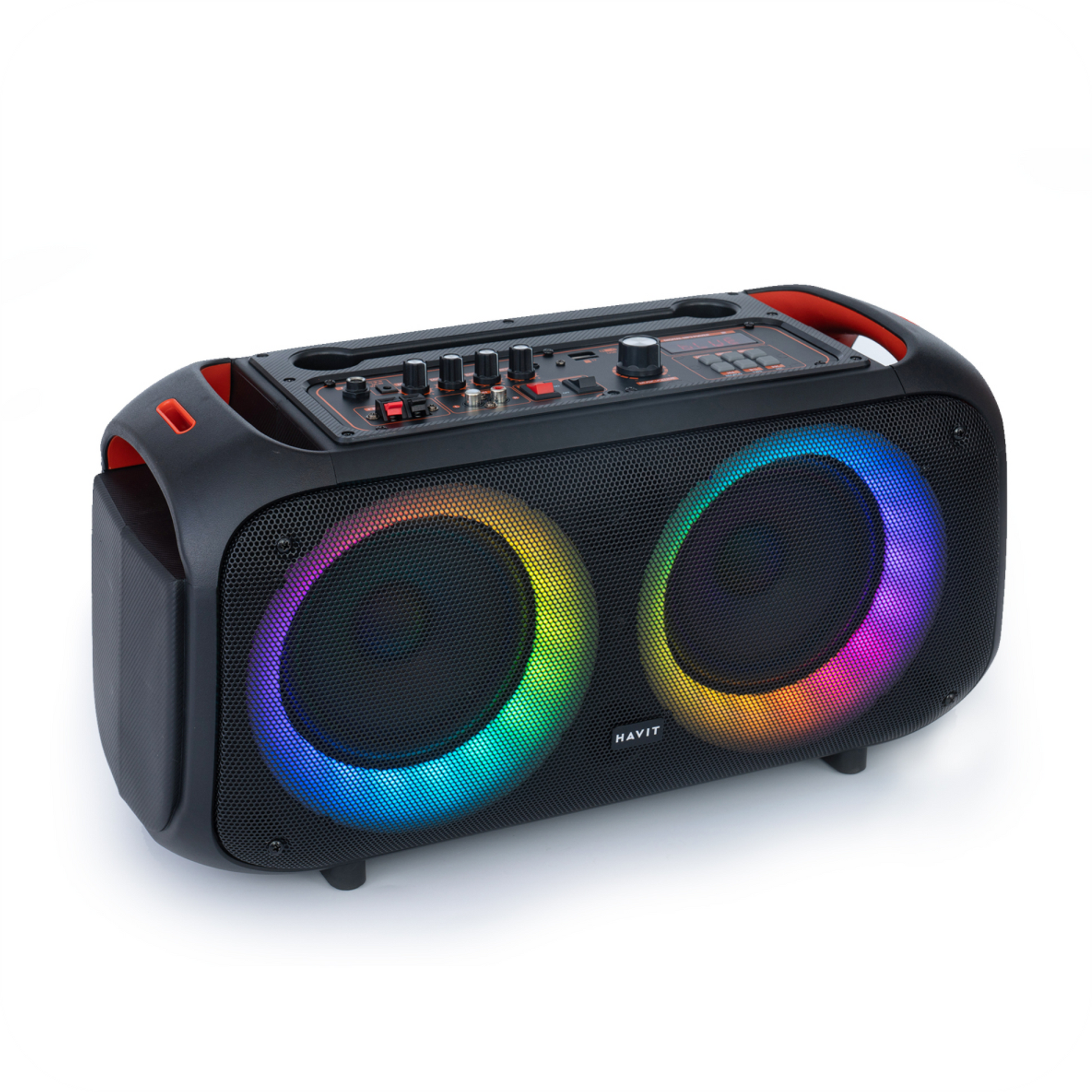 panel de control de altavoz havit negro con luces rgb 