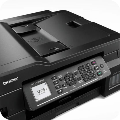 panel de control y alimentador automático de documentos en impresora multifuncional Brother MFC-T8200W