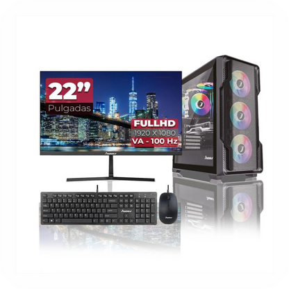 pc Gamer Janus con torre RGB, monitor de 22 ulgadas Full HD 100Hz, teclado y mouse incluidos