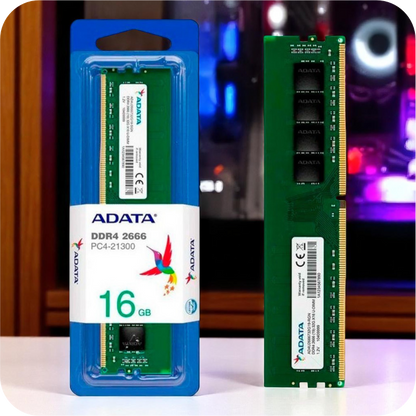 memoria RAM ADATA DDR4 de 16gb junto a su empaque