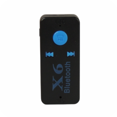 receptor bluetooth x6 de color negro con detalles azules 