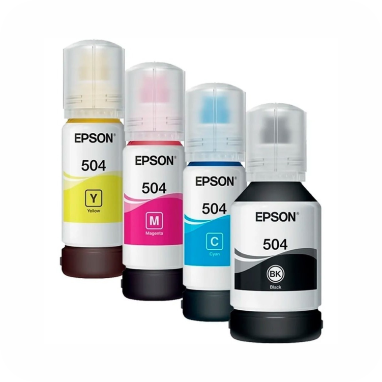 set de botellas Epson 504 de color negro, cian, magenta y amarillo 