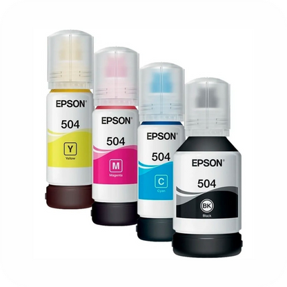 set de botellas Epson 504 de color negro, cian, magenta y amarillo 