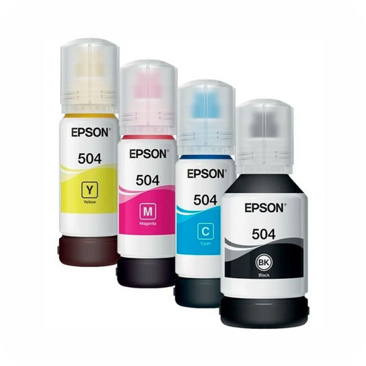 set de botellas Epson 504 de color negro, cian, magenta y amarillo 
