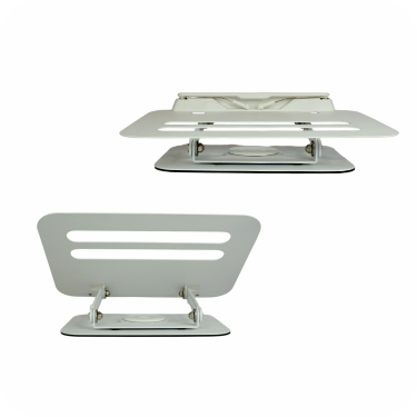 soporte inclinado para portatil de acero de color blanco