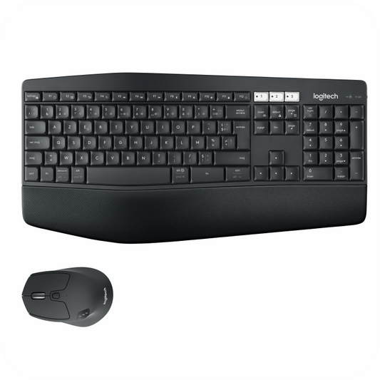 teclado ergonómico Logitech con mouse inalámbrico y receptor USB
