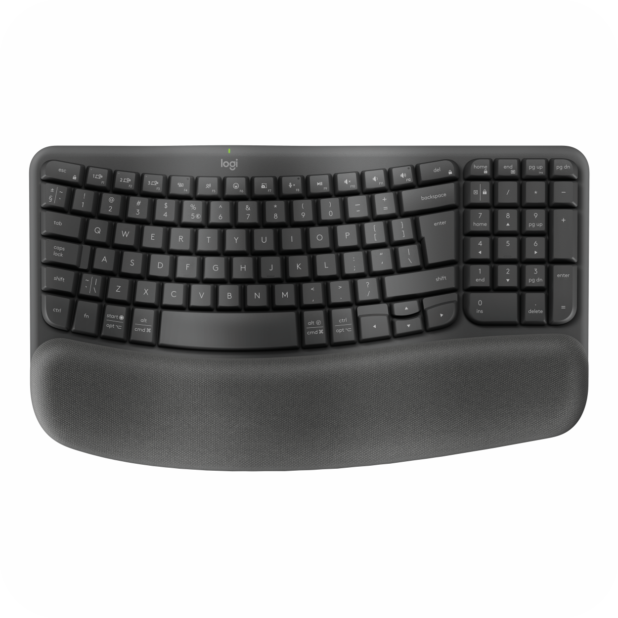 teclado ergonomico logitech negro con reposa muñecas incluido