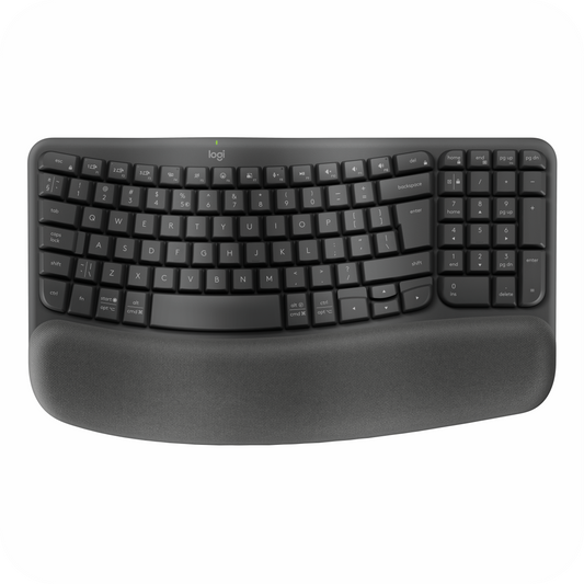 teclado ergonomico logitech negro con reposa muñecas incluido