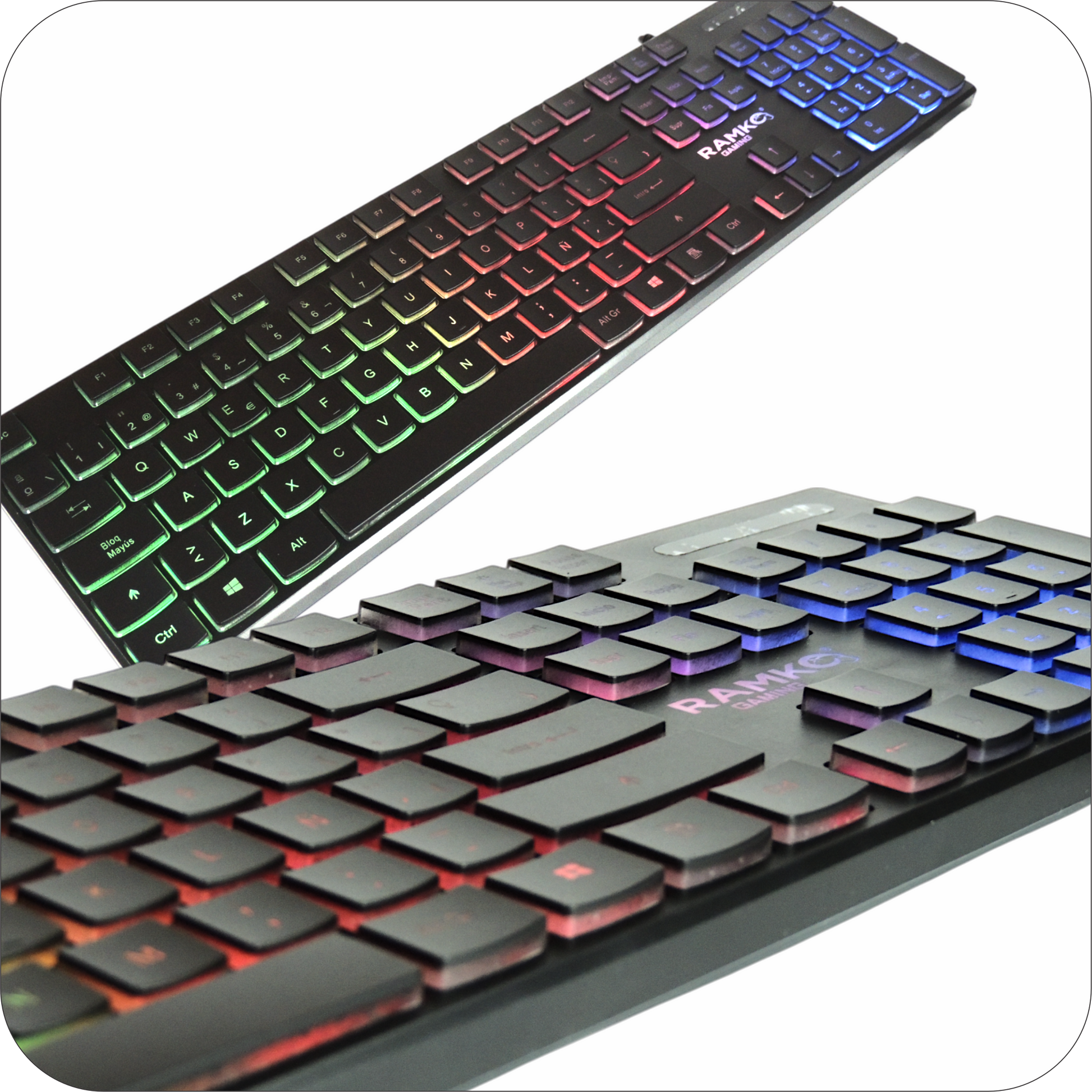dos angulos del teclado gaming ramko negro con retroiluminacion rgb 