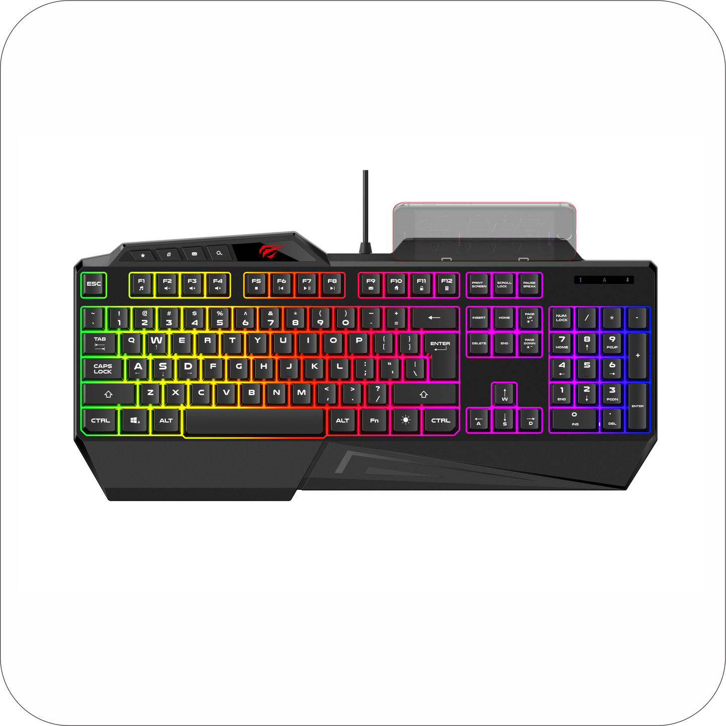 teclado gaming negro con retroiluminacion rgb