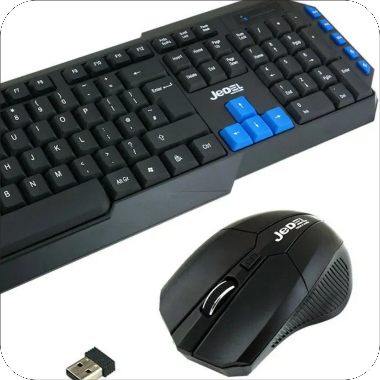 teclado y mouse jedel negros inalambricos