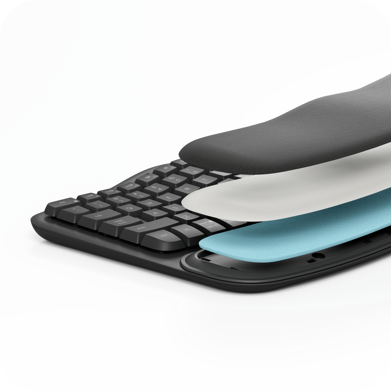 teclado negro con reposa muñecas acolchado integrado 