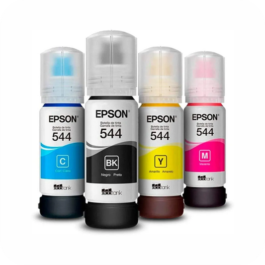 set de botellas de tinta Epson 544: negro, cian, magenta y amarillo para impresoras EcoTank
