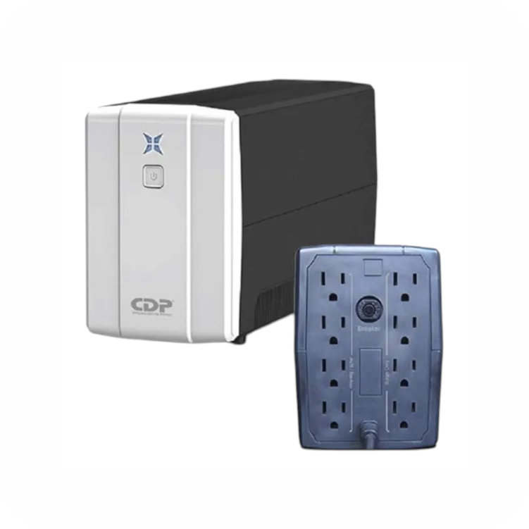 Ups CDP R-UPR 1008 xon vista frontal y traasera, incluye 8 tomas de salida con proteccion