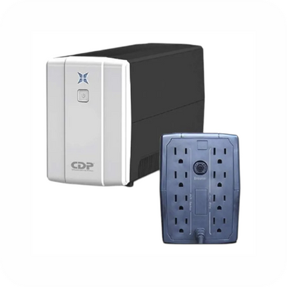 Ups CDP R-UPR 1008 xon vista frontal y traasera, incluye 8 tomas de salida con proteccion