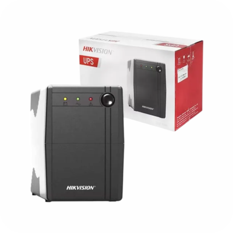 Ups Hikvision con indicadores led junto con su empaque 