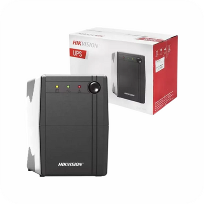 Ups Hikvision con indicadores led junto con su empaque 