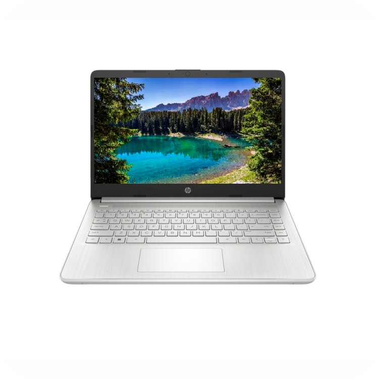 vista frontal portatil hp color plata