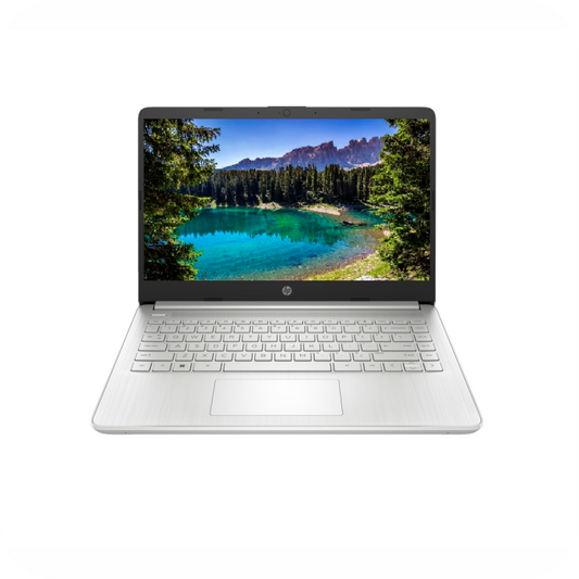 vista frontal portatil hp color plata