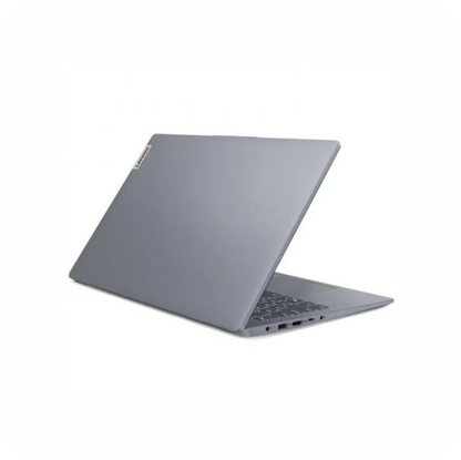 vista trasera de portatil Lenovo gris