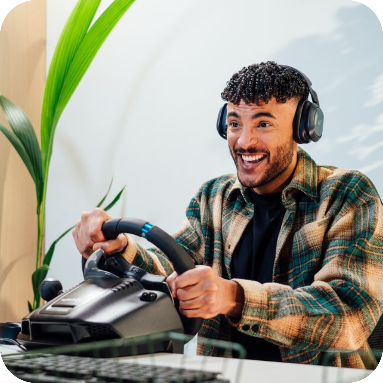 volante gamer en uso