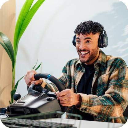 volante gamer en uso